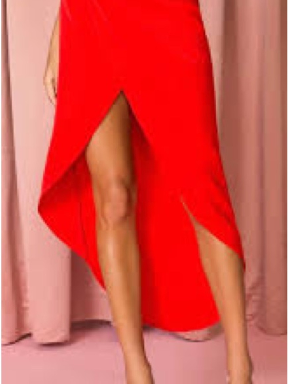 superdown Vibrant Red High-Low Wrap Skirt